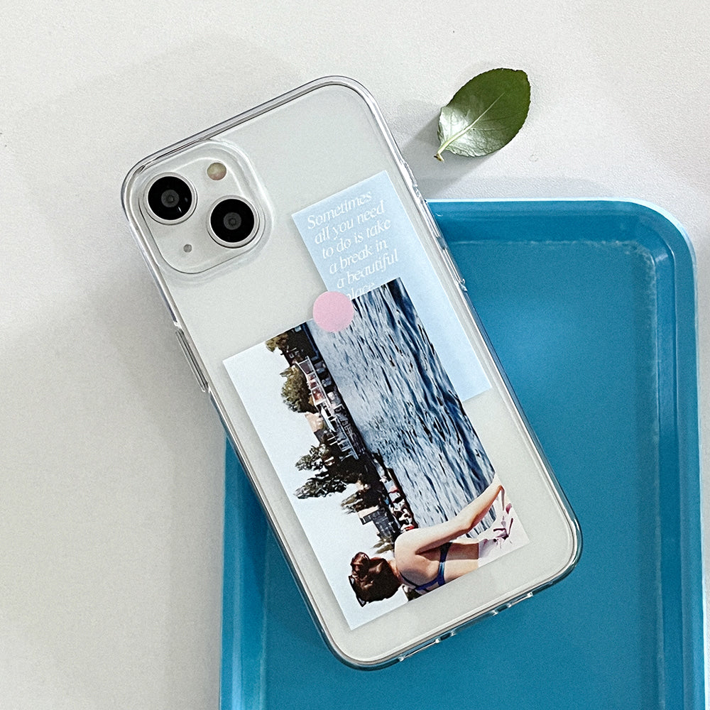 |Mademoment| Break Time Sticker Design Clear Phone Case (3 Types)
