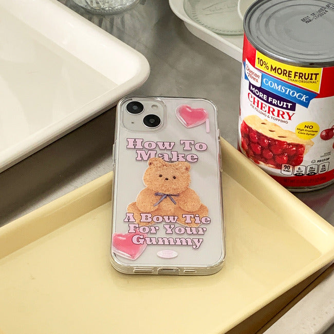 |THENINEMALL| Ribbon Teddy Gummy Clear Phone Case (3 types)