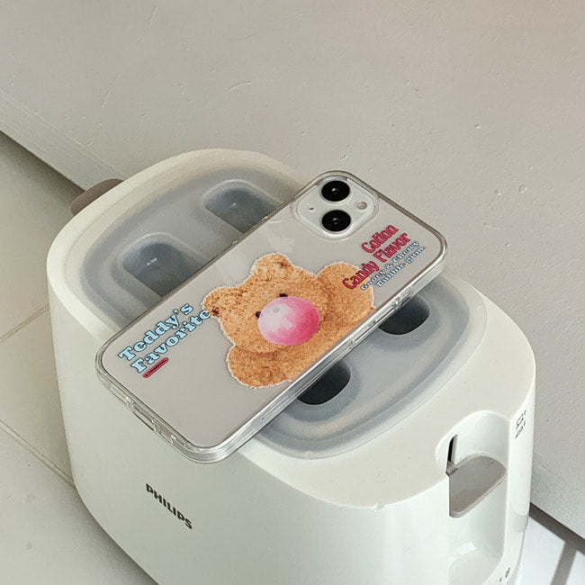 |THENINEMALL| Bubble Gum Teddy Gummy Clear Phone Case (3 types)