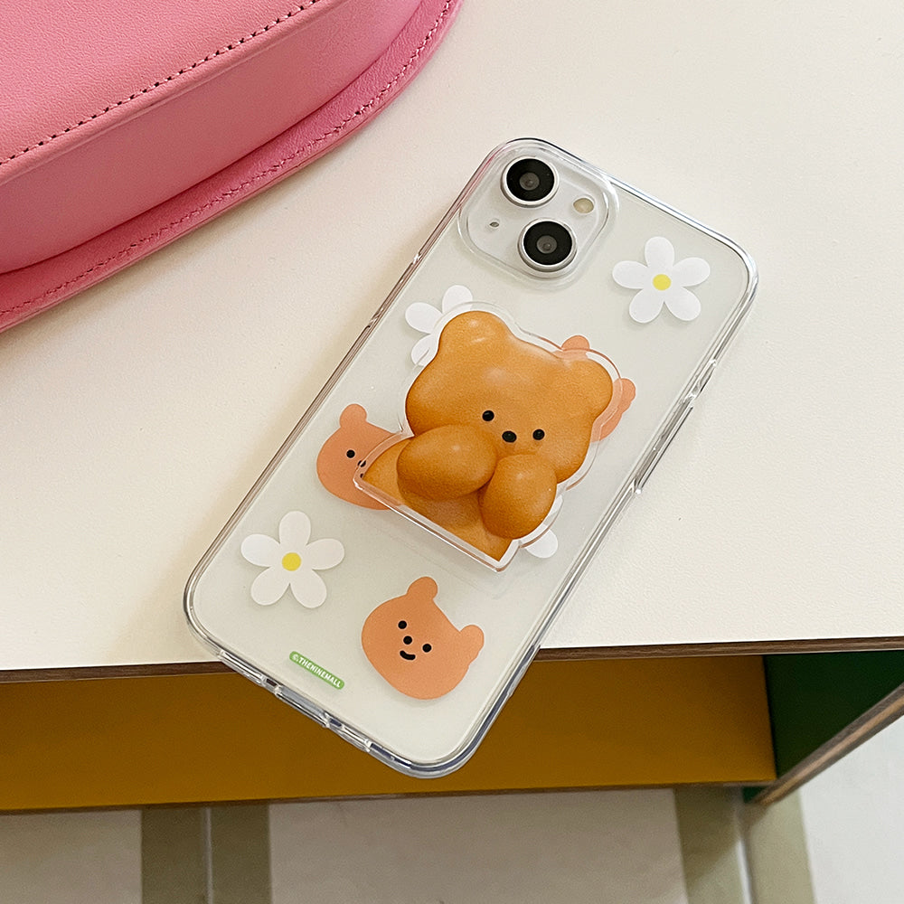 |THENINEMALL| Checkerboard Daisy Gummy Clear Phone Case (3 types)