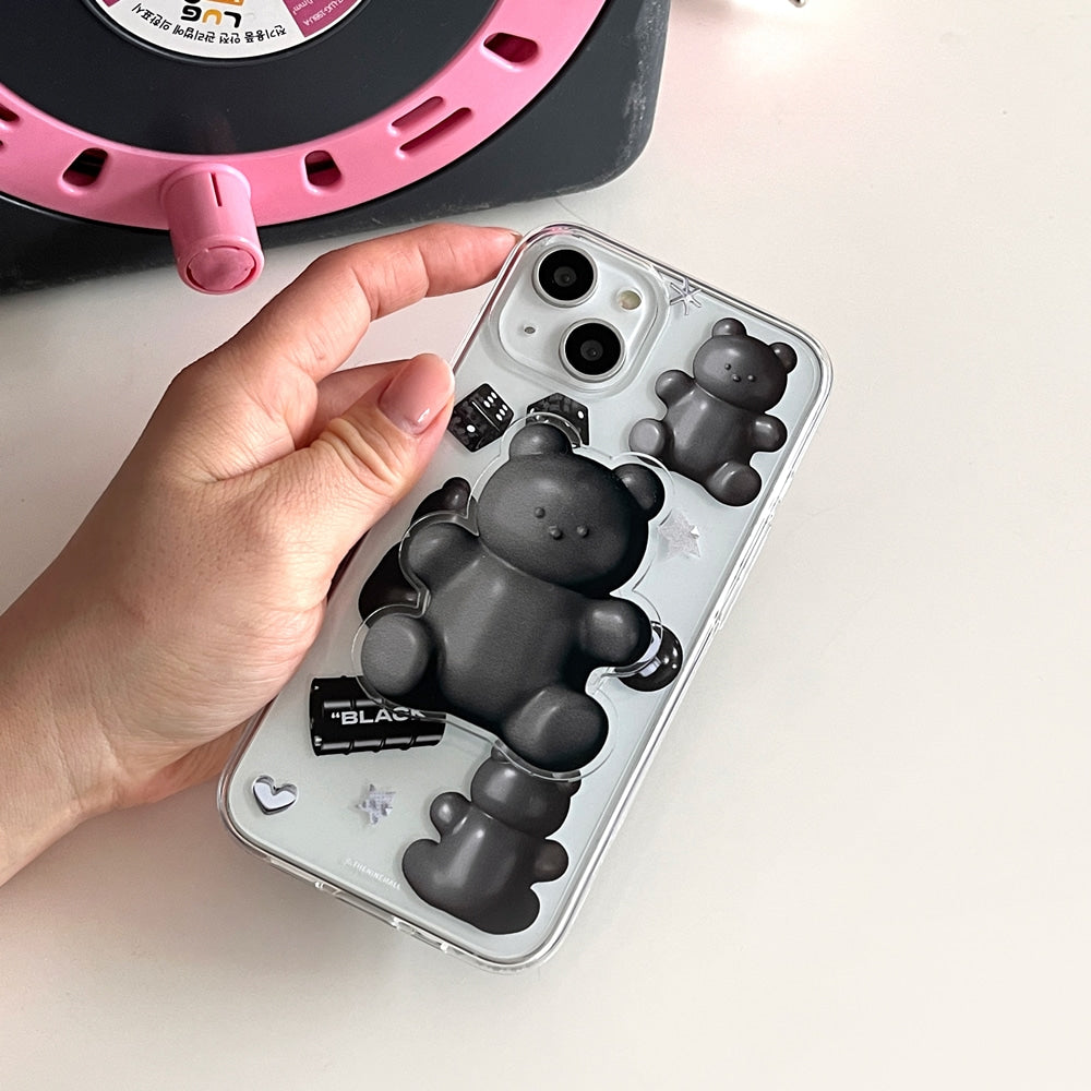 |THENINEMALL| Black Objet Sticker Clear Phone Case (3 types)
