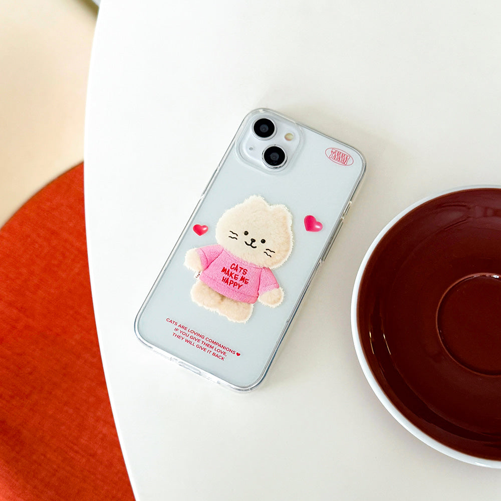 |THENINEMALL| Fluffy Hey Cat Clear Phone Case (3 types)