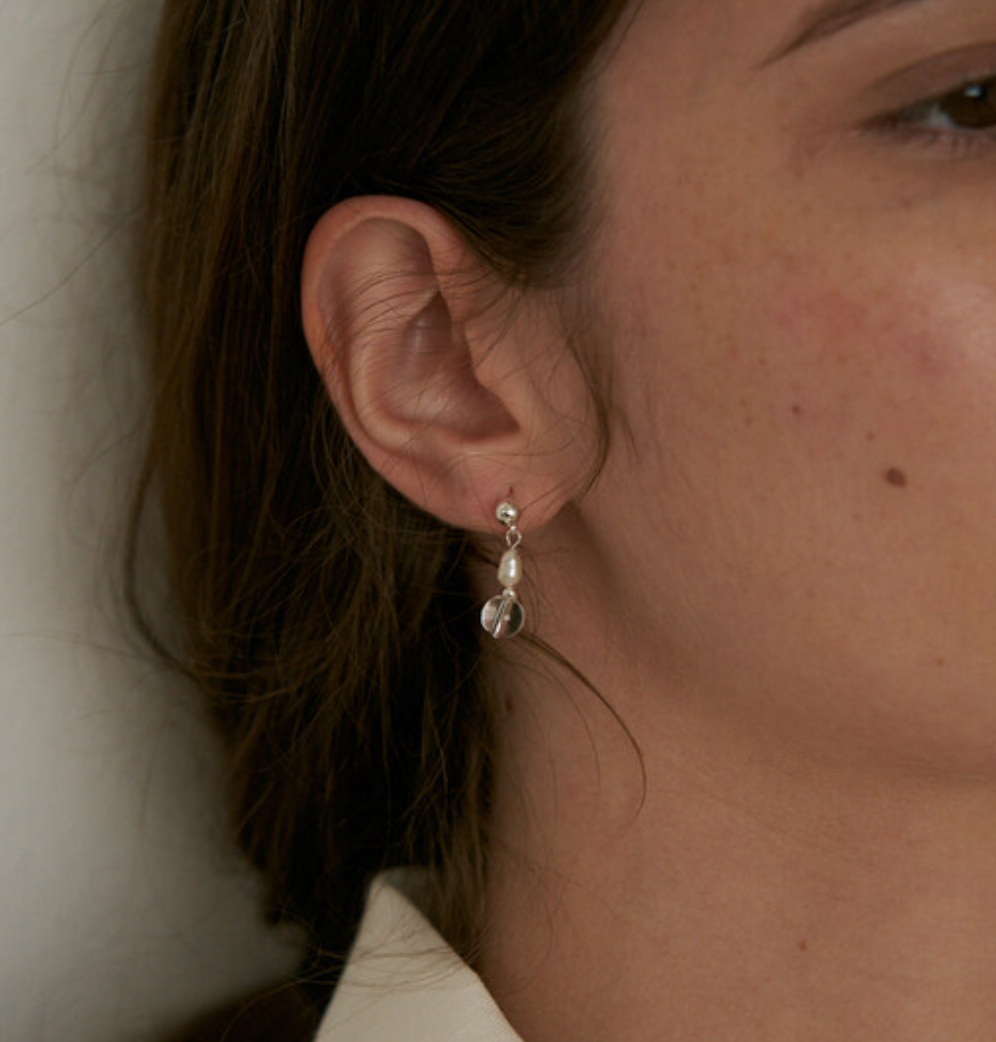 |IAMJOY| #006E Pearl Glass Earing