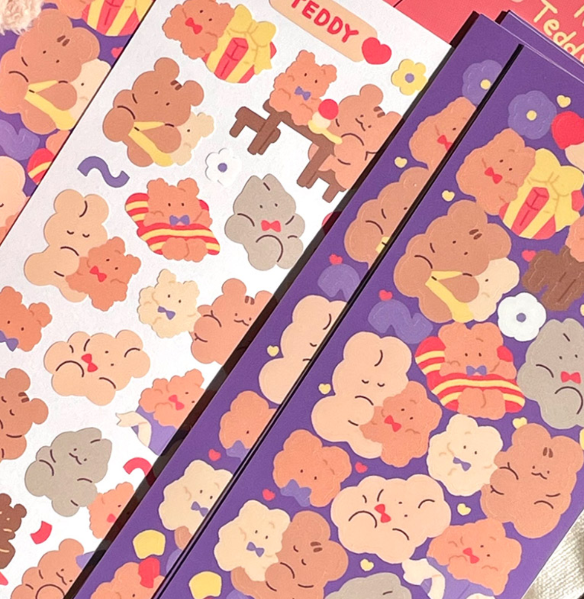 |YOON GOO| Ribbon Teddy Bear Sticker