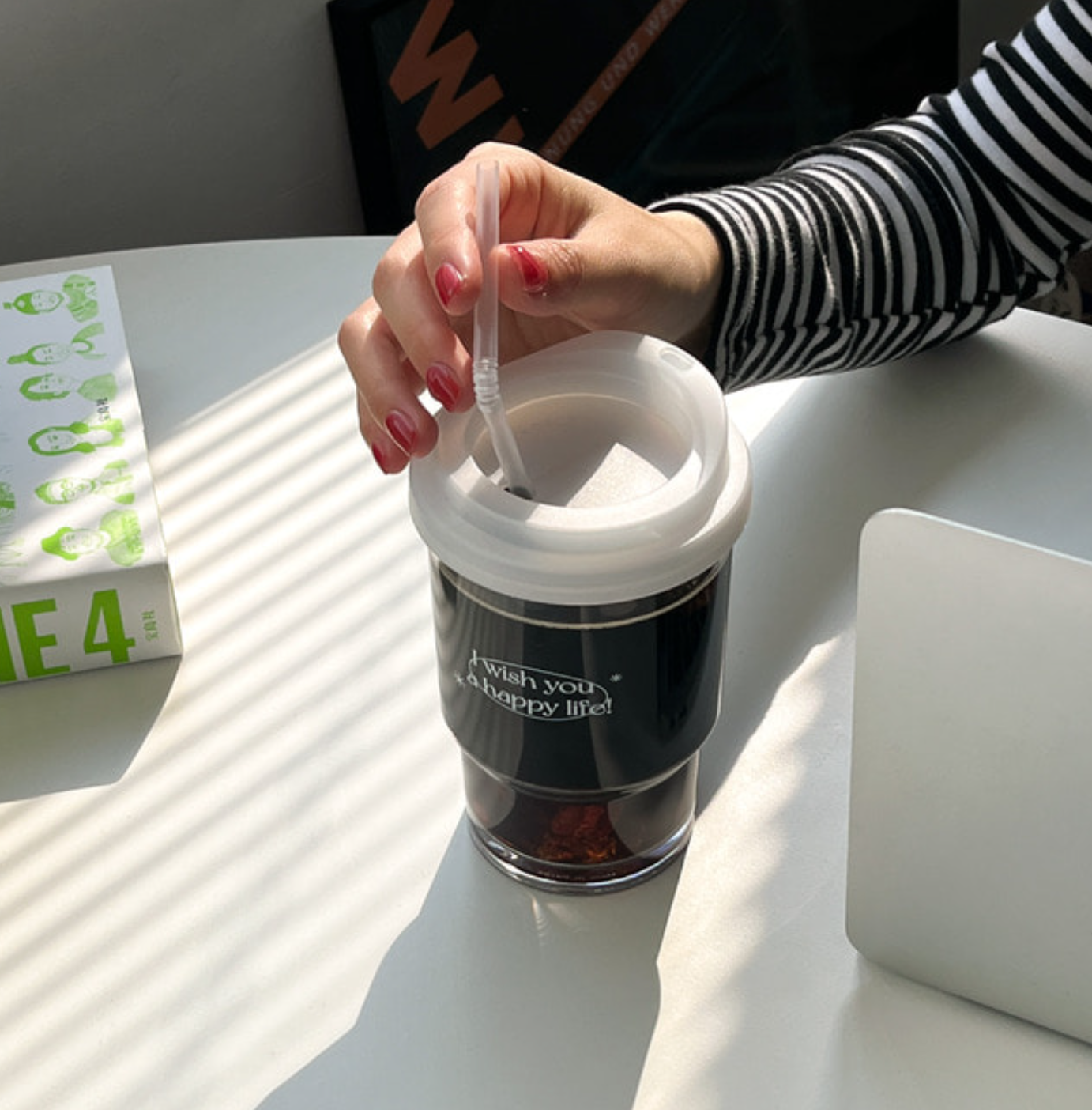 |THENINEMALL| Happy Life Reusable Cup 473ml