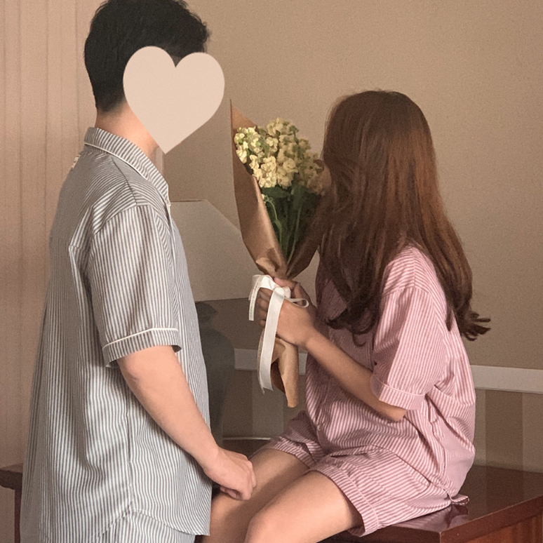 |Juuneedu| J'eu Greek Stripe Short Sleeve Pyjama Set