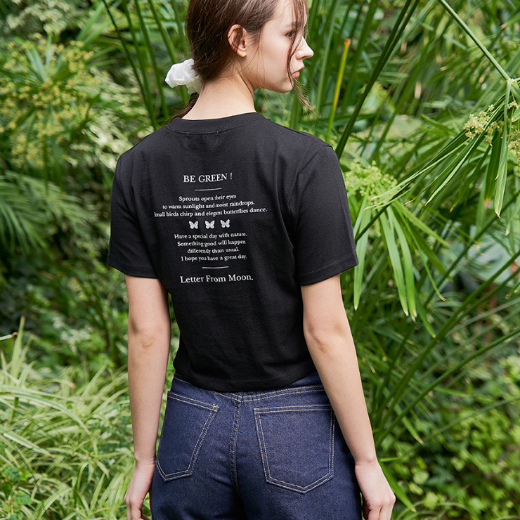 |Letter from Moon| Fade-out Butterfly T-shirt (Black)