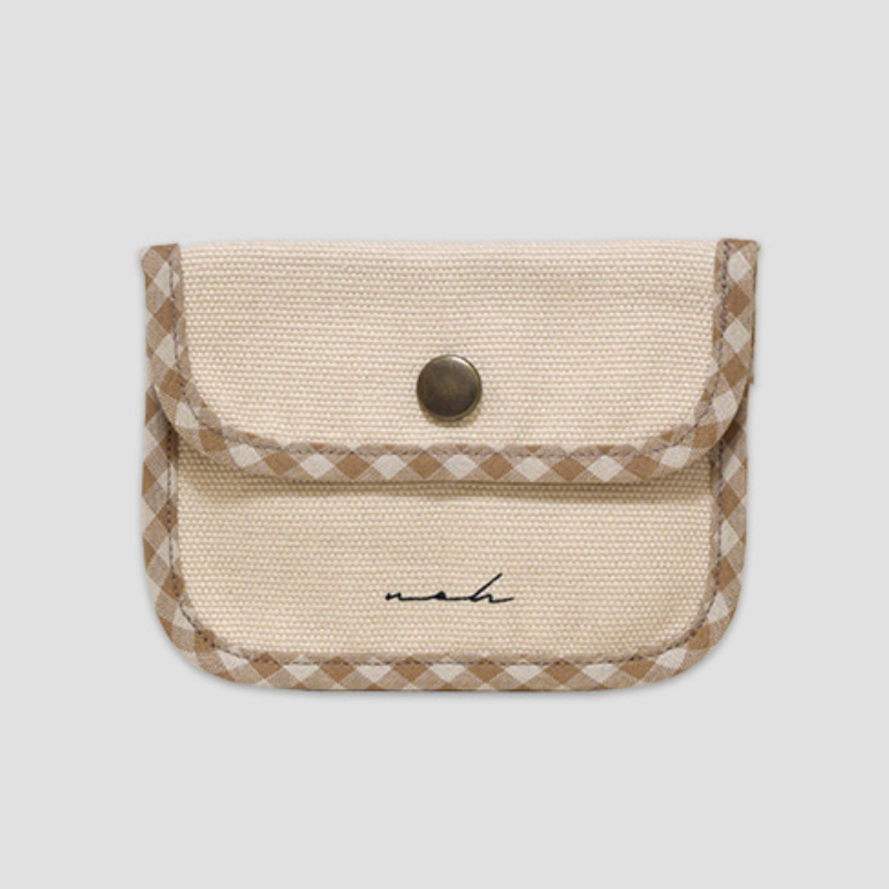 |noh| Signature Mini Wallet (Beige Check)