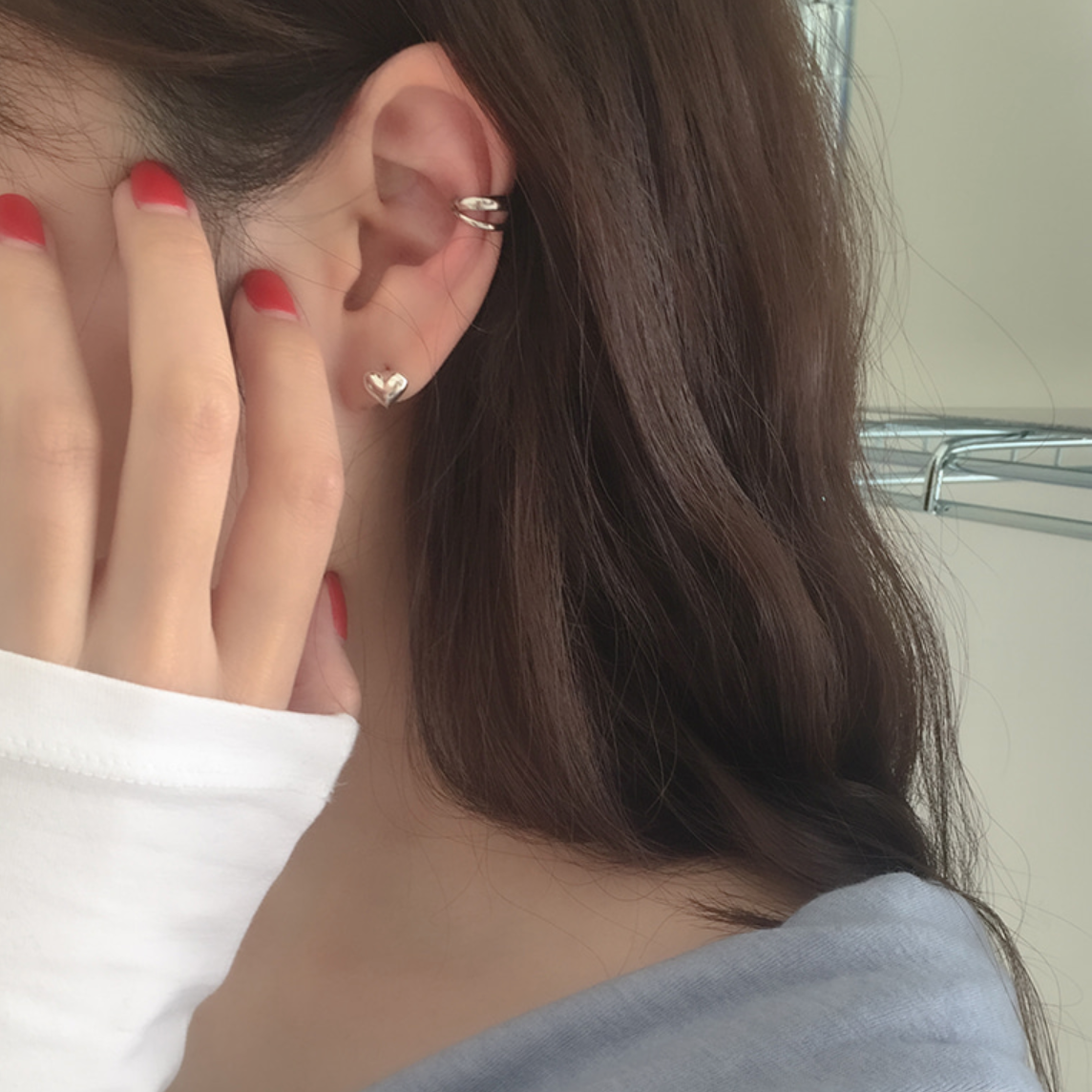 |moat| Clear Heart Earring (silver925)