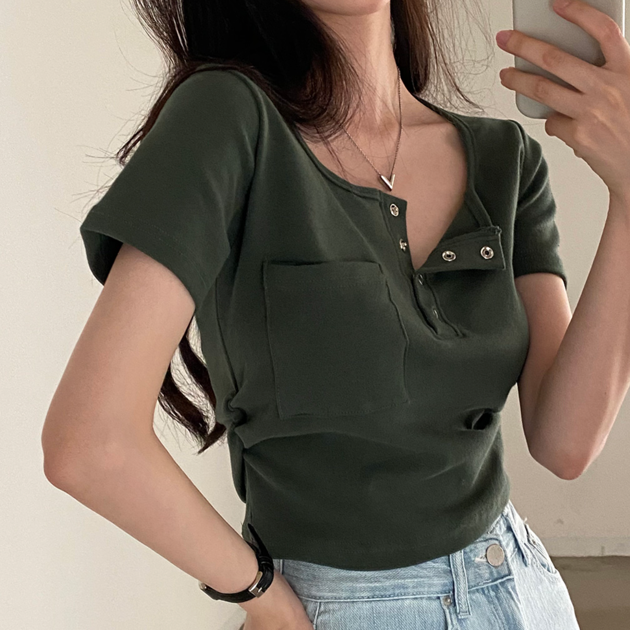 |CREAM CHEESE| |MADE| Single Short-Sleeved Cotton Crop T-shirt