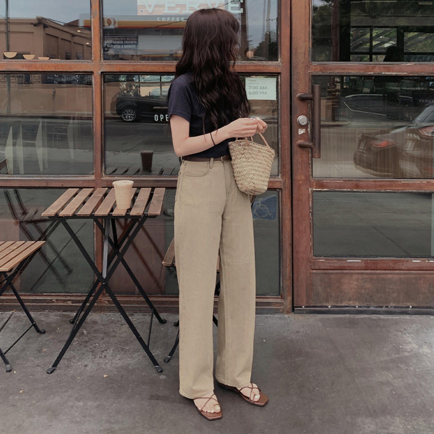 |SLOWAND| # SLOWMADE Air Summer Smoke Beige Denim Pants