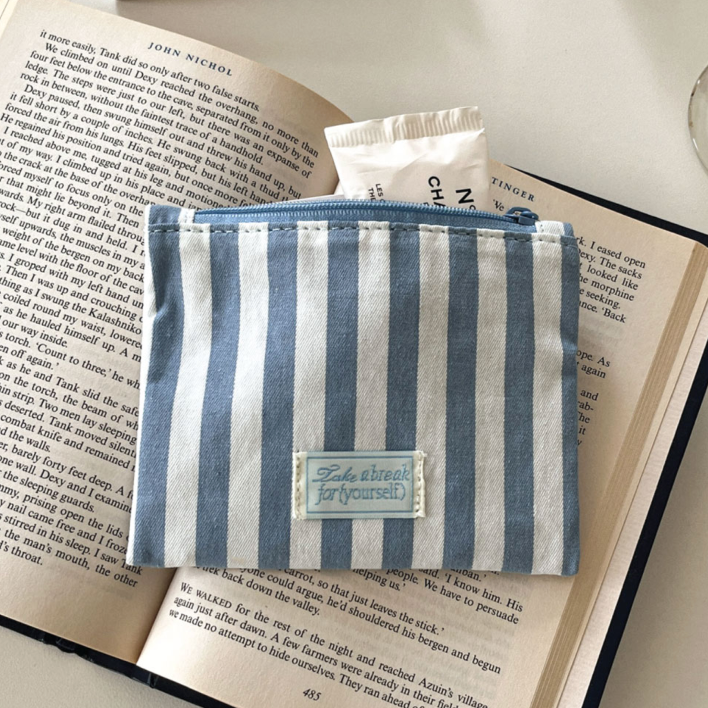 |Mademoment| Blue Stripe Mini Pouch
