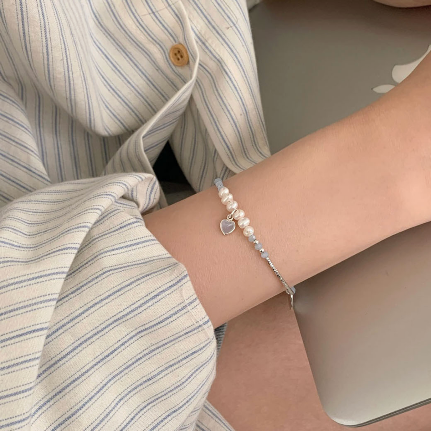 |SOYE PI-NE| Flare Heart Silver Bracelet