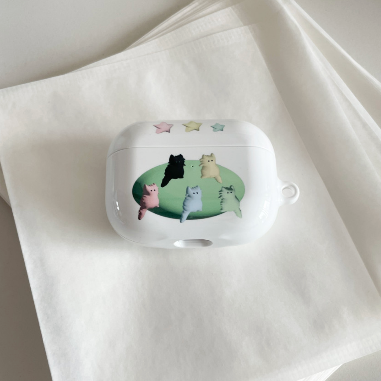 |two paw yard.| Pastel Cat Island Airpods Case