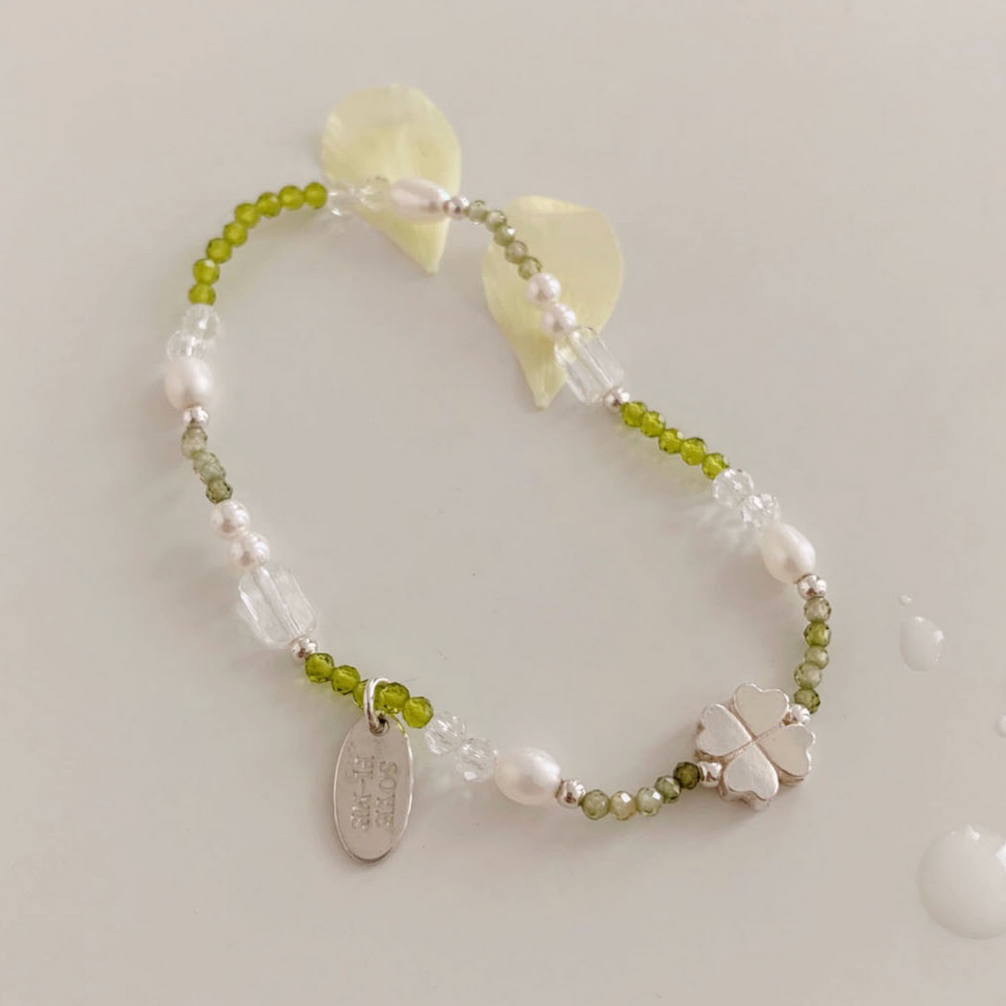 |SOYE PI-NE| Clover Green Freshwater Pearl Bracelet