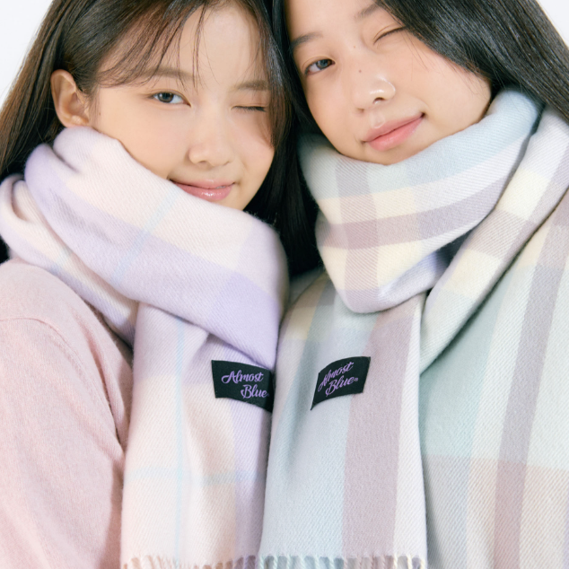 |Almost Blue| HUG CHECK MUFFLER (11Colours)