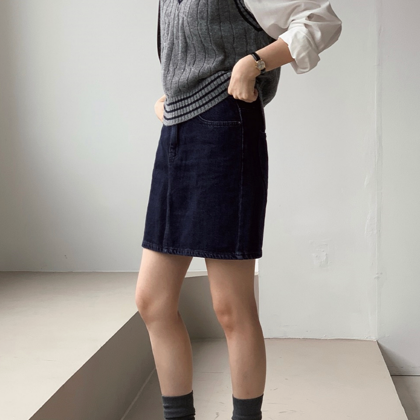 |SLOWAND| # SLOWMADE Deep Blue Denim Skirt