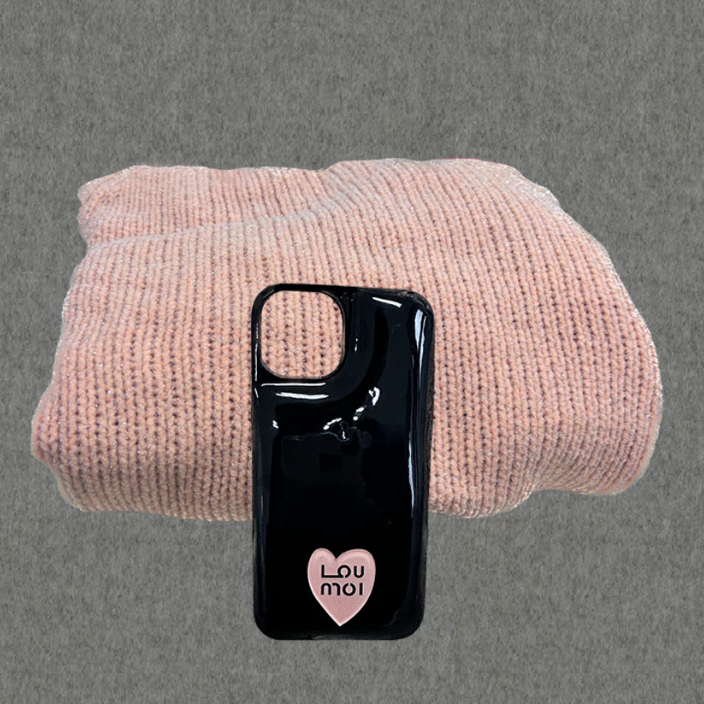 |Loumoi| Present series KNIT LOVE / Black Soft Phone Case