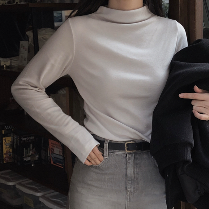 |SLOWAND| # SLOWMADE Mock Neck Thin Fit T-Shirt (PRE-ORDER)