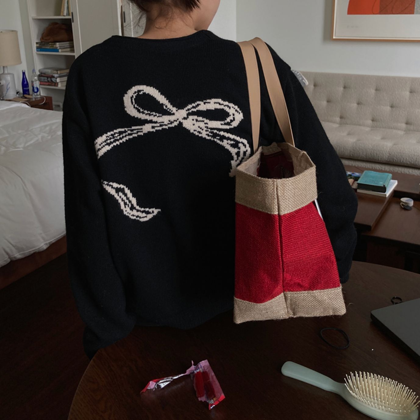 |MAYBE BABY| |Dearest| Wool 30% Magnolia Cardigan (Red/ Black) (PRE-ORDER)
