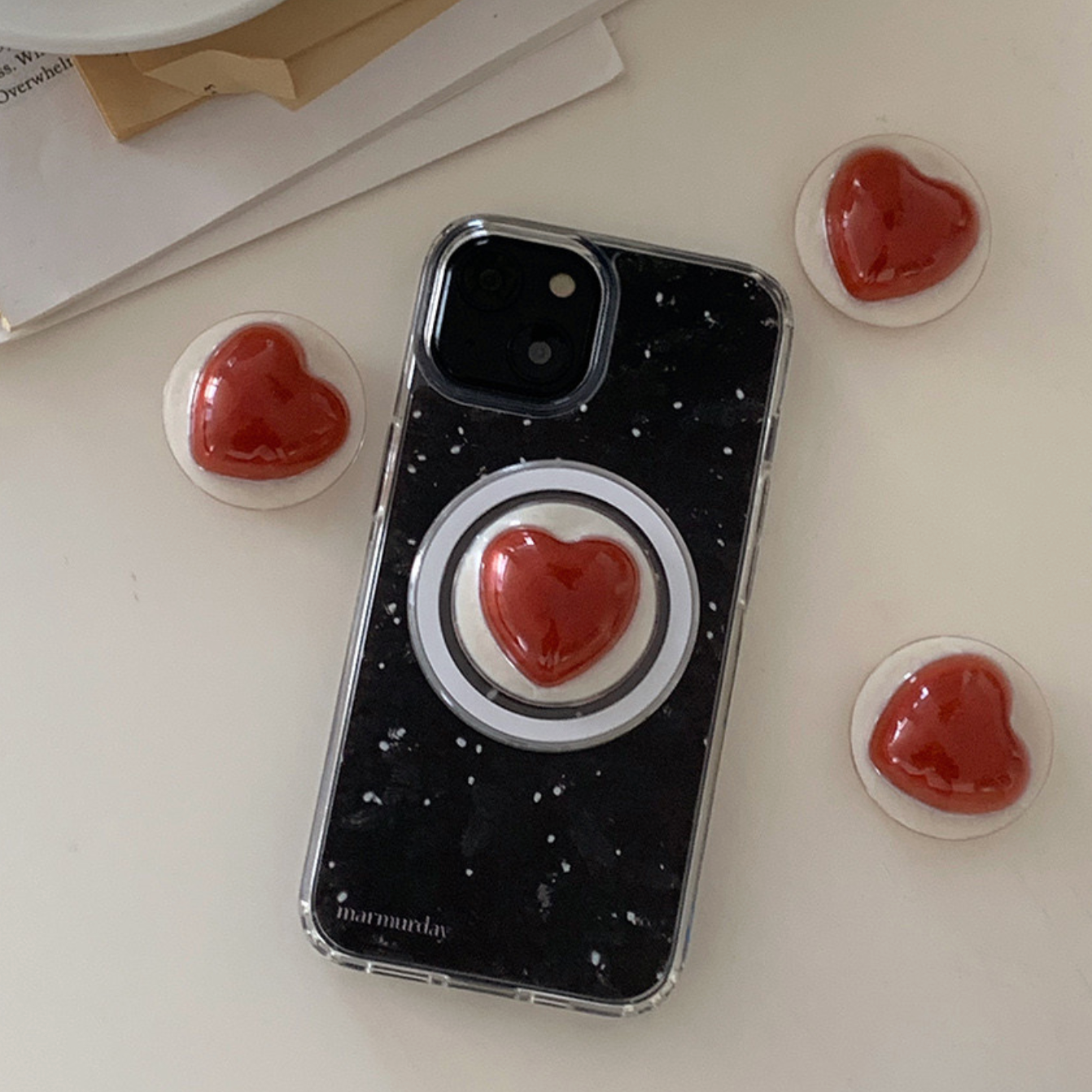 |marmurday| Red Pearl Hearts Grip Tok