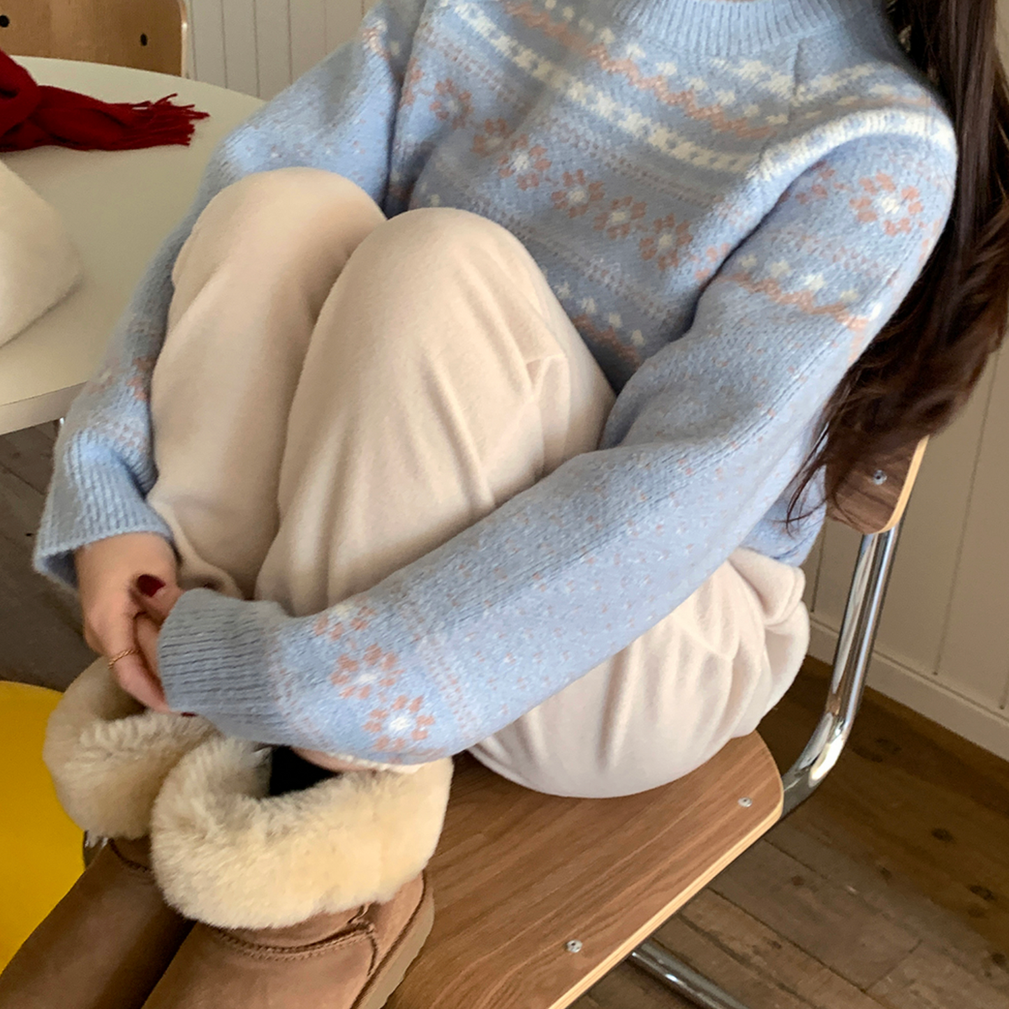 |GIRLS RECIPE| Snowflake Flower Vintage Round Knitwear