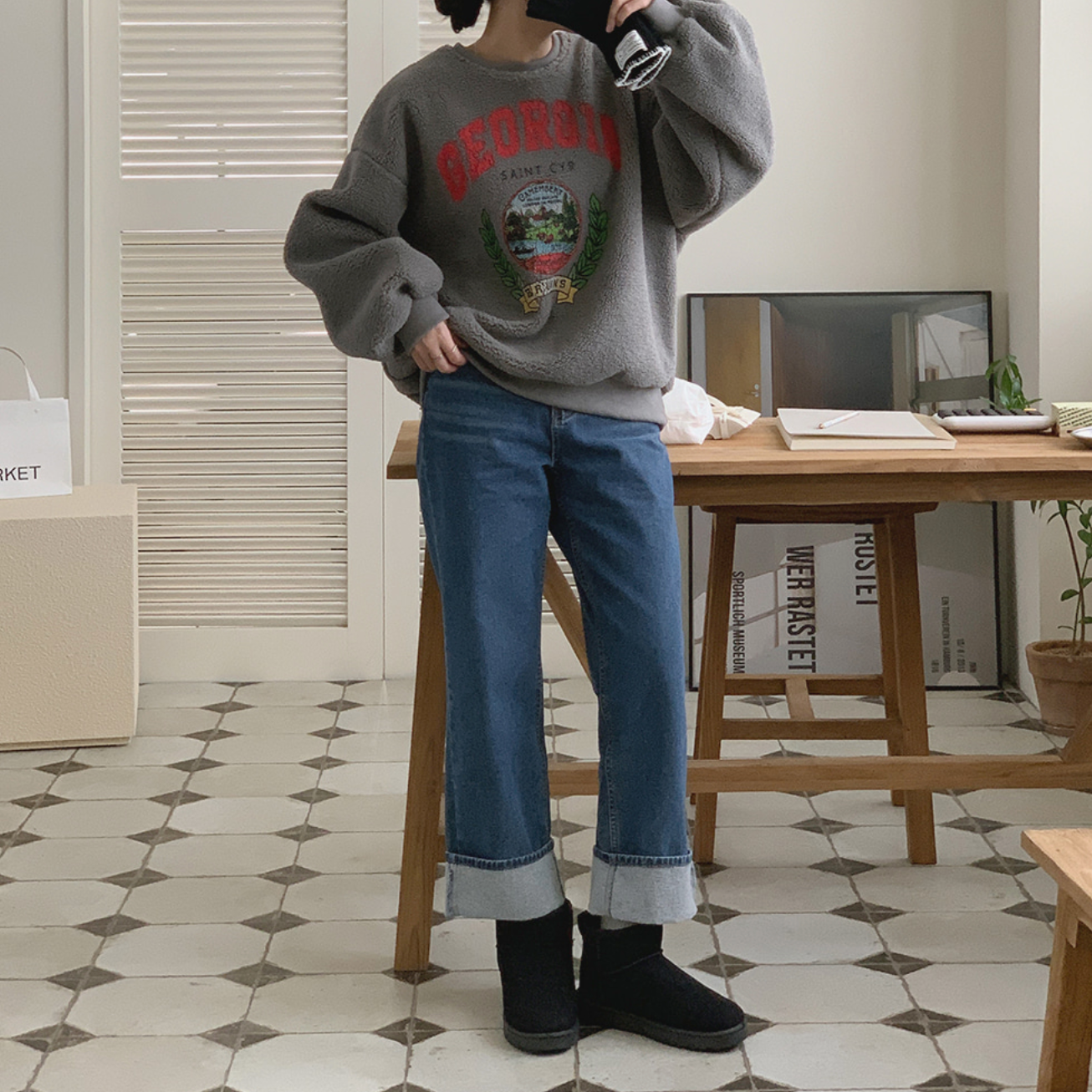 |FROM HEAD TO TOE| Rollup Wide Denim Pants