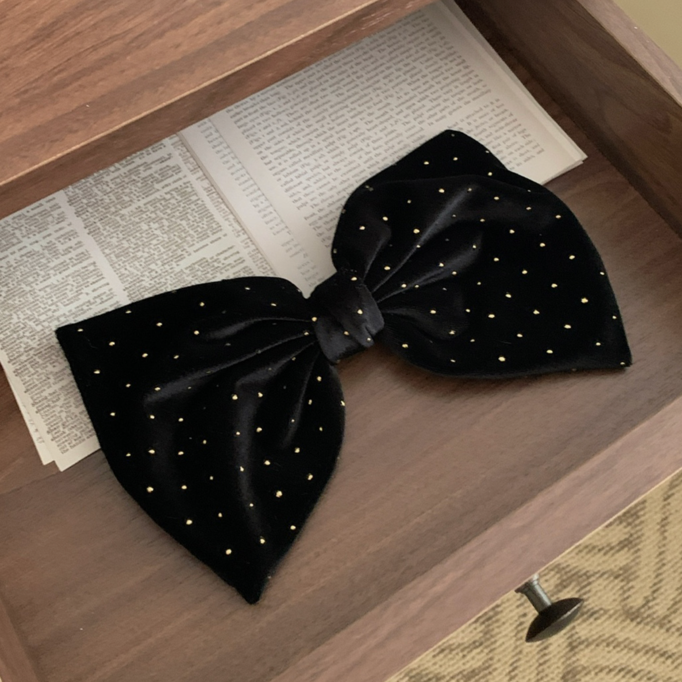 |SOYE PI-NE| Gold Ball Ribbon Velvet Hairpin