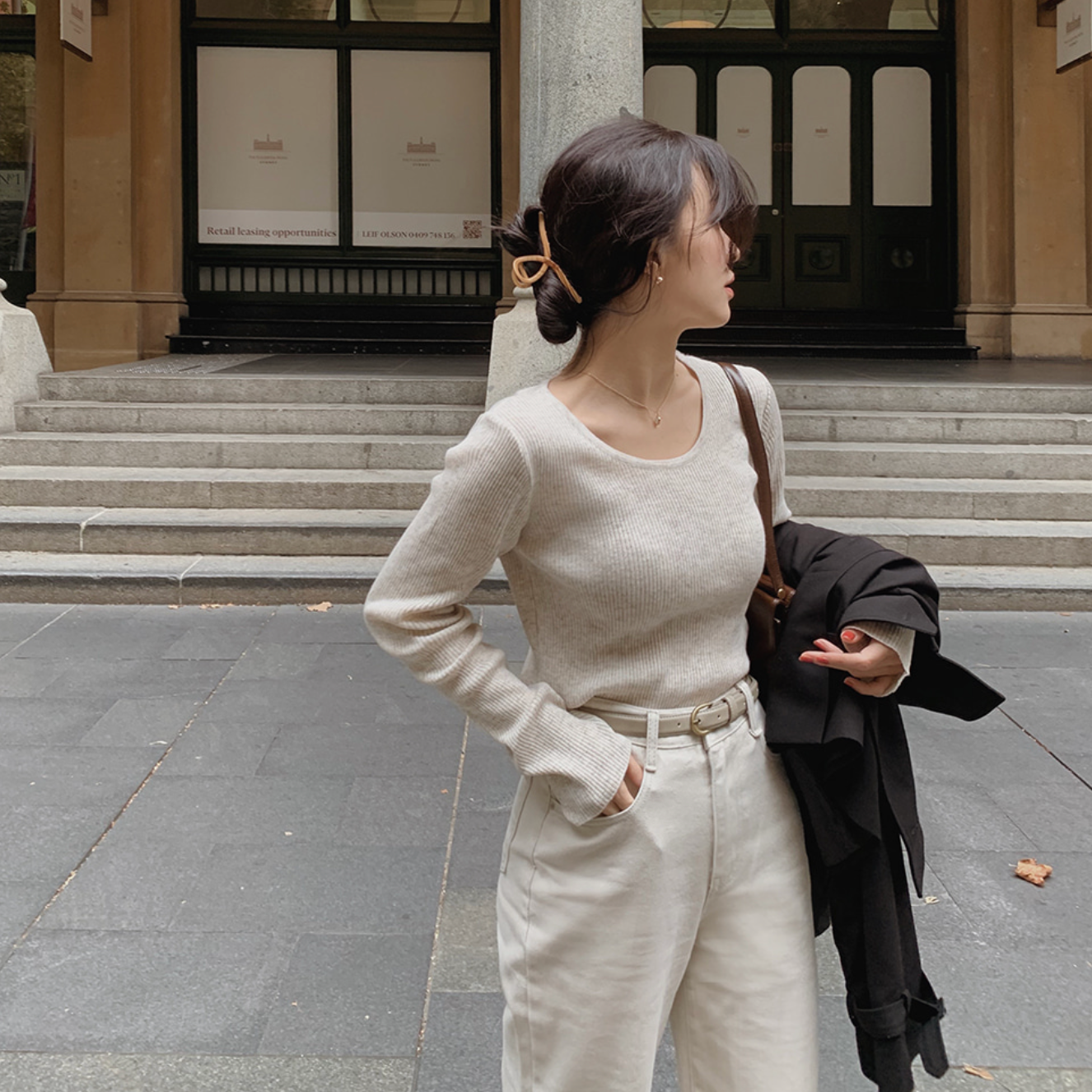 |SLOWAND| # SLOWMADE Soft Thin Fit U-Neck Knitwear