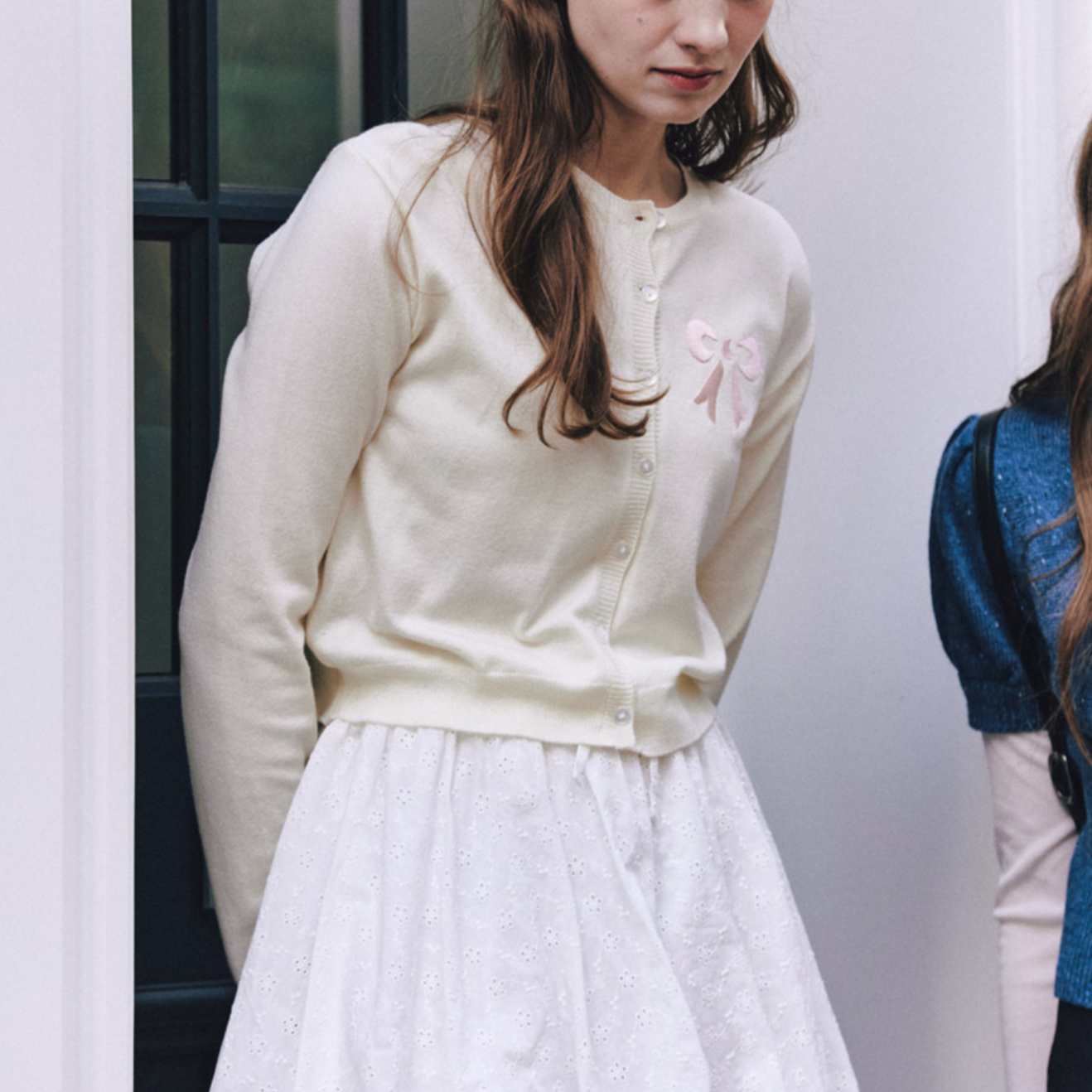 |Letter from Moon| Ribbon From Moon Essential Cardigan (Cream)