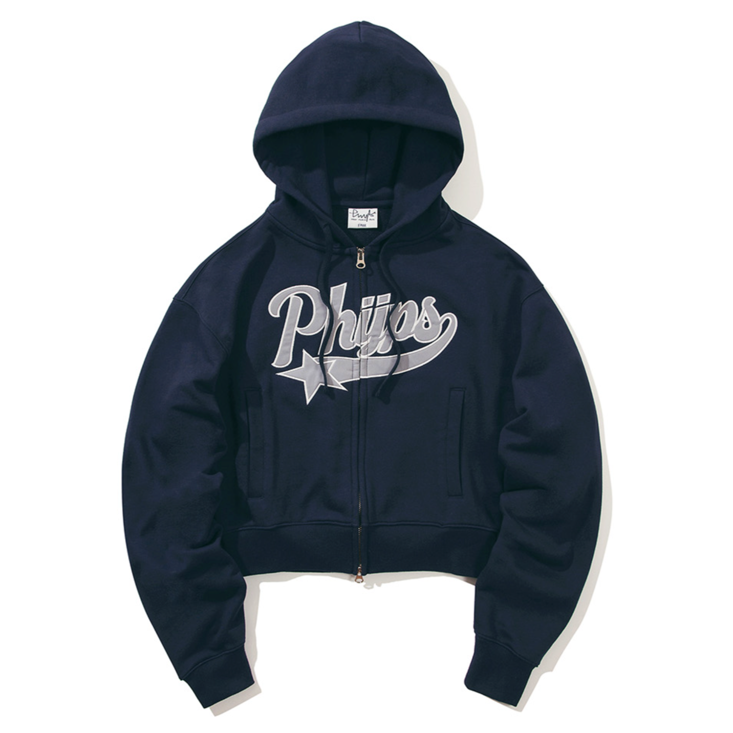 |PHYPS| WOMENS CROP STAR TAIL HOODIE ZIP UP NAVY