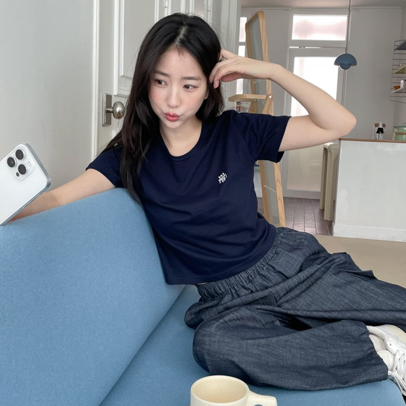 |muahmuah| Stylish Logo Crop Short-sleeved T-shirt