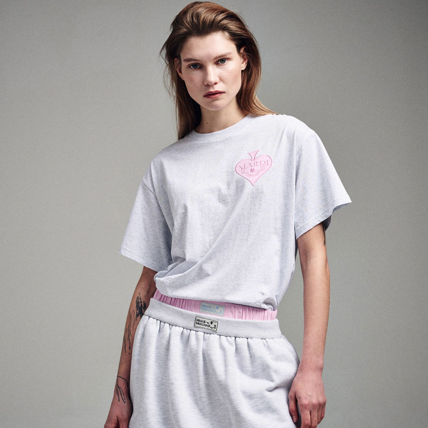 |MARDI MERCREDI| TSHIRT SATIN SPADE (HEATHER PINK)