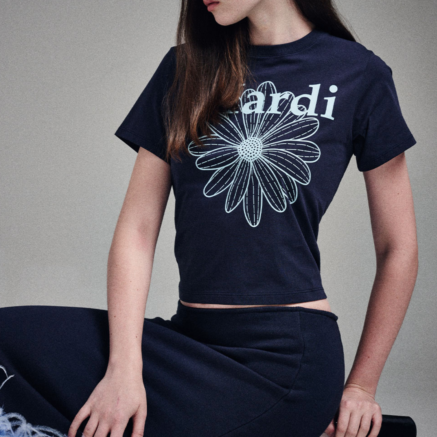 |MARDI MERCREDI| SLIM TSHIRT FLOWERMARDI (NAVY SKY)