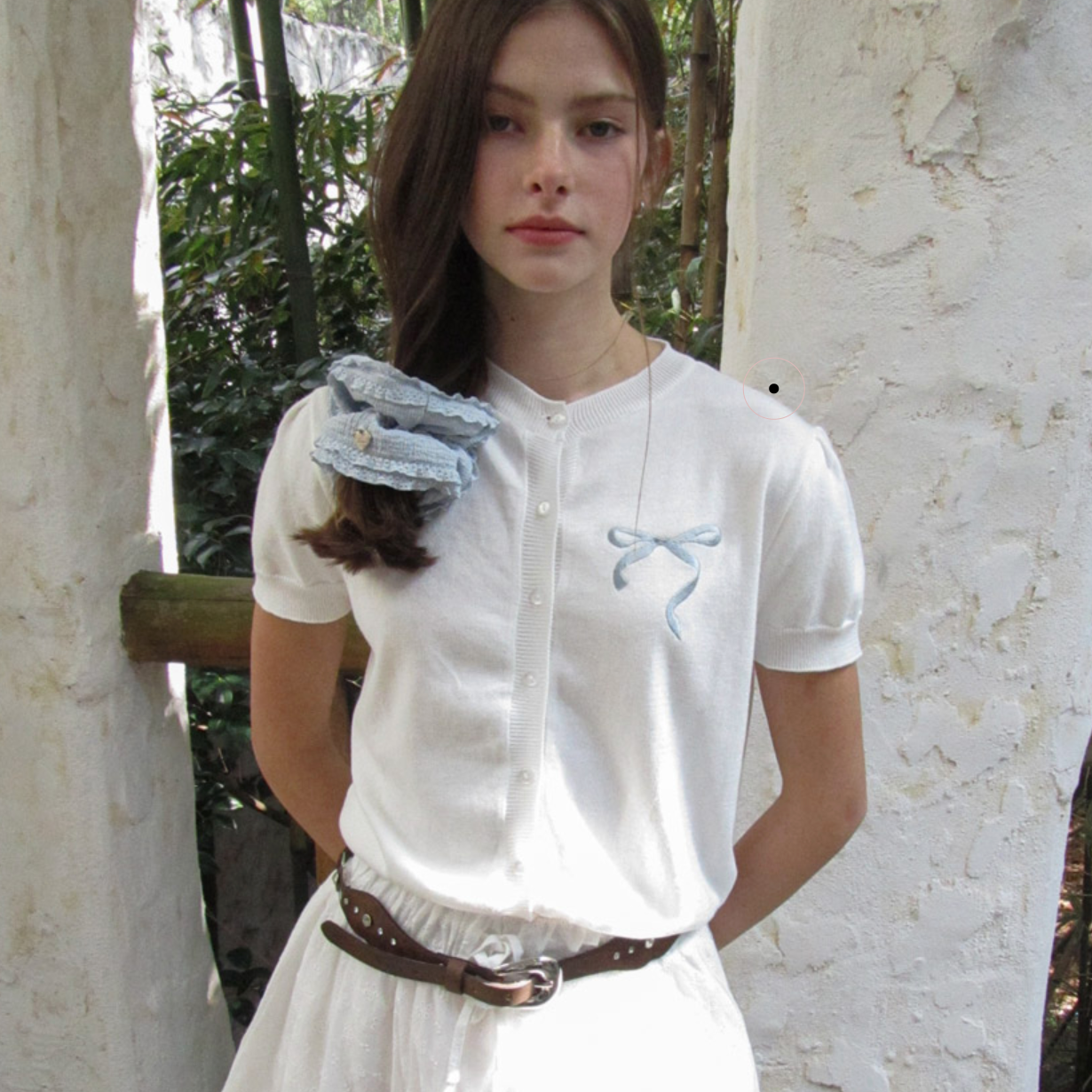 |Letter from Moon| Ribbon From Moon Half Cardigan (White)