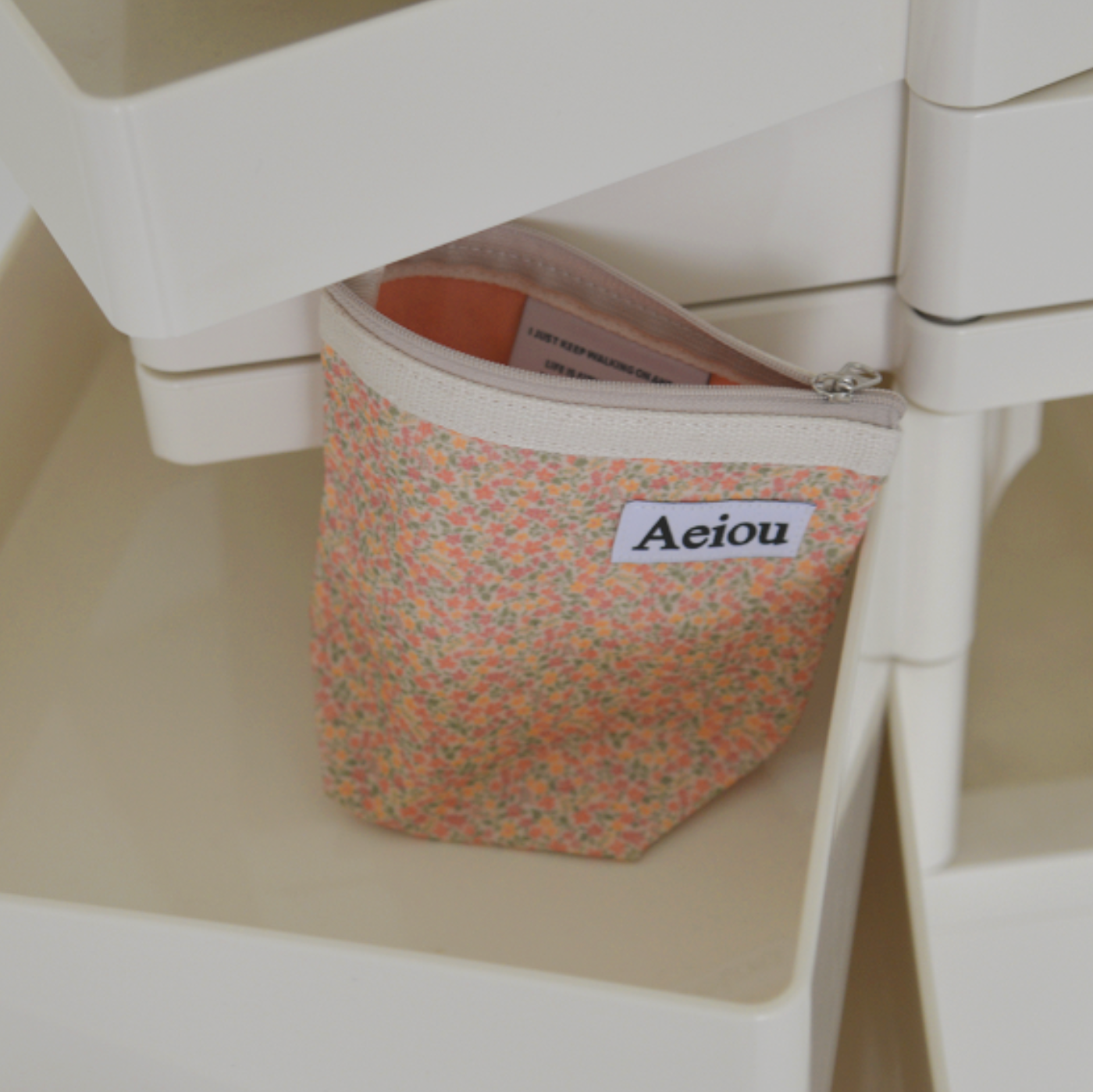 |aeiou| Aeiou Basic Pouch (M size) Grandma Flower Corduroy Apricot