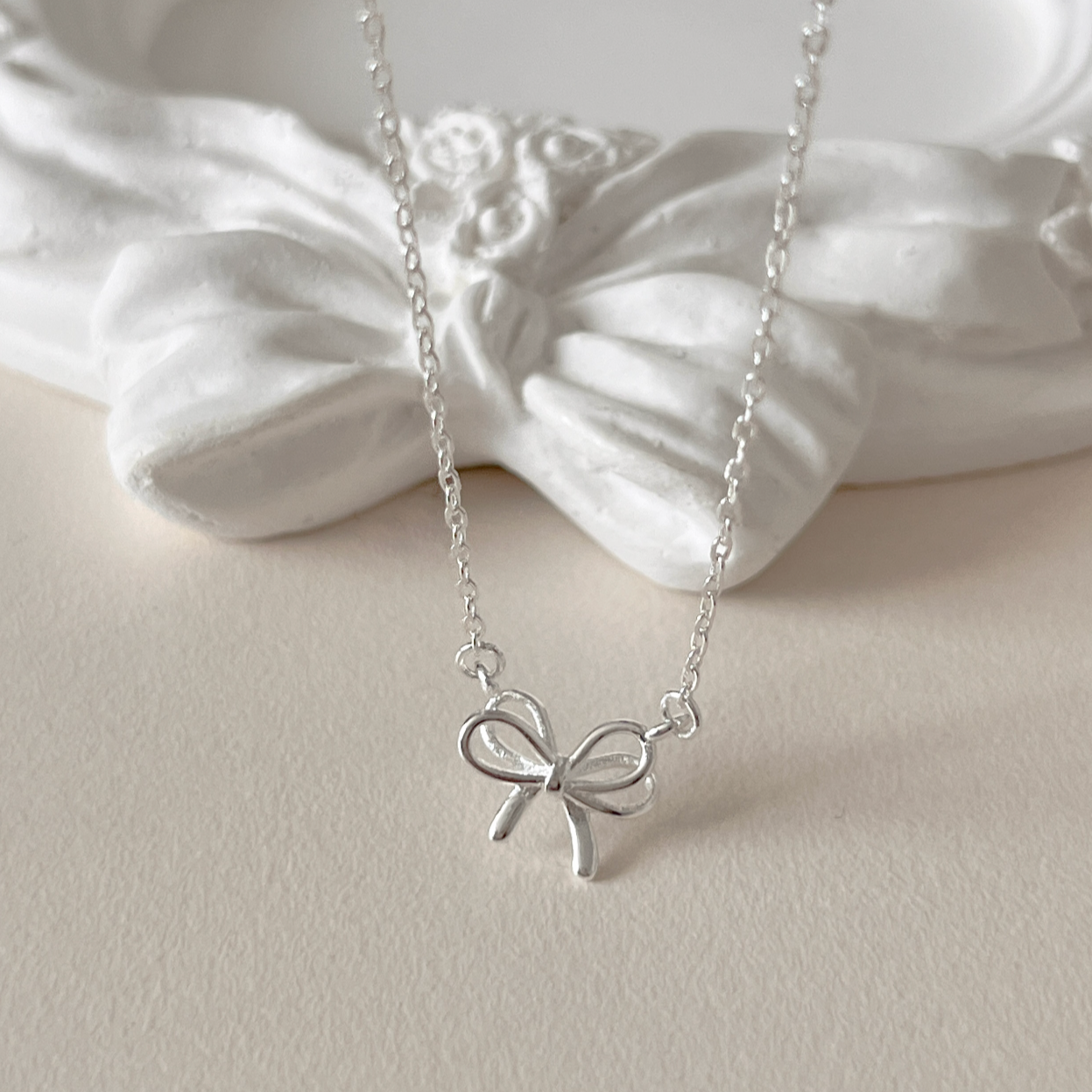 |aube n berry| 925Silver Mini Ribbon Pendant Silver Necklace