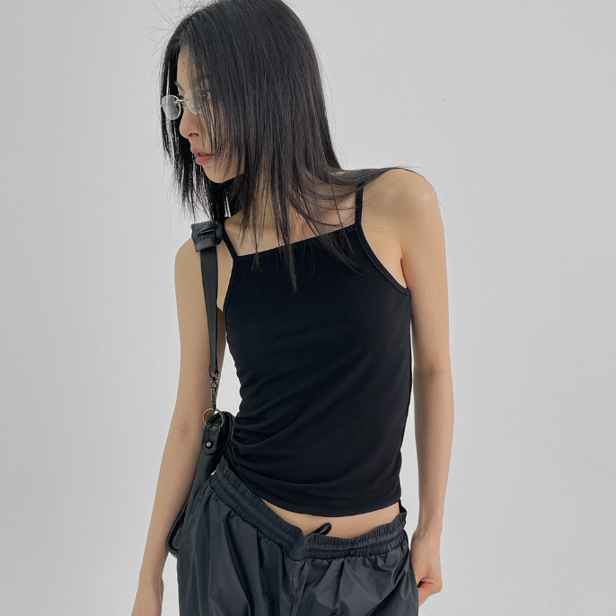 |BLACK UP| |MADE| Cool Texture Summer Sleeveless