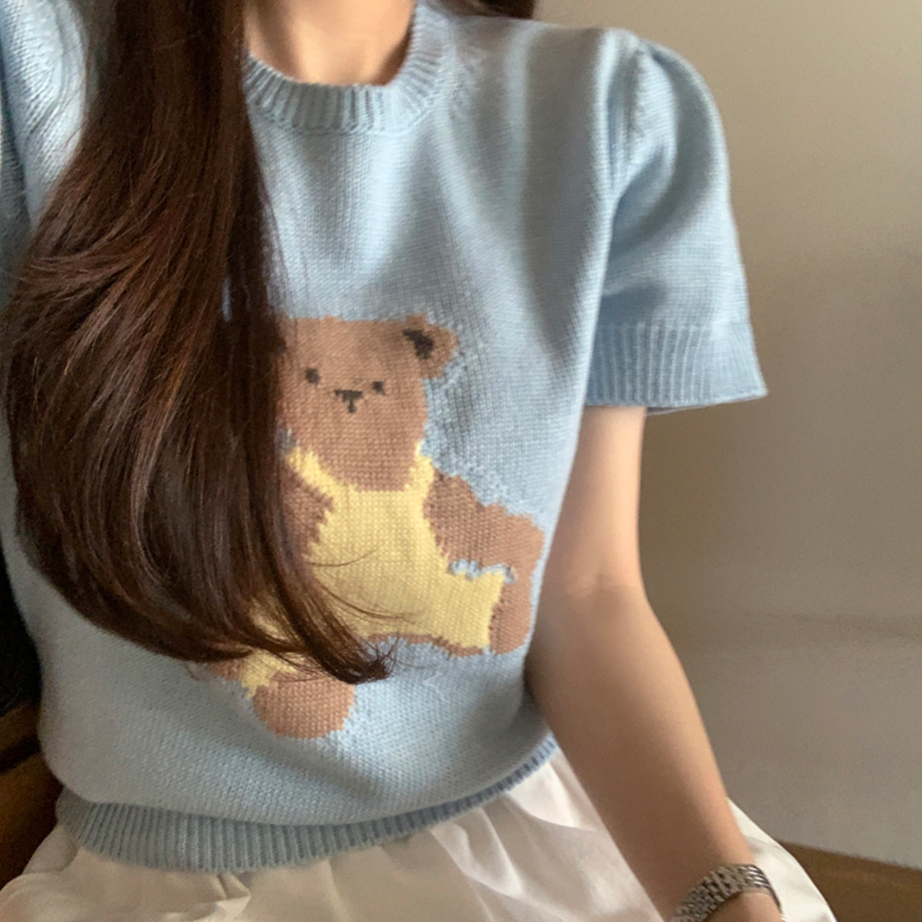 |GIRLS RECIPE| Summer My Bear Short Sleeve Knitwear