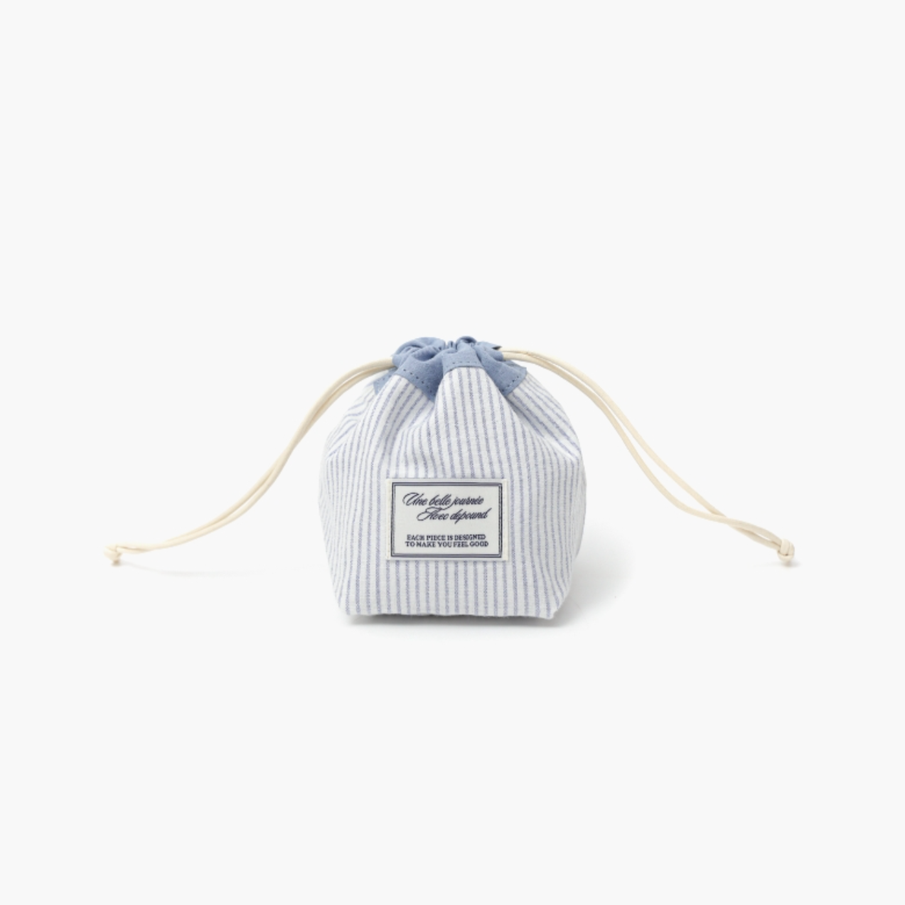 |depound| Stripe Drawstring Pouch (Skyblue)
