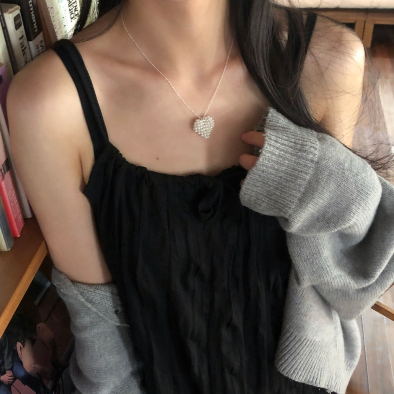 |DUNGEUREON| Love Some Pearl Heart Necklace