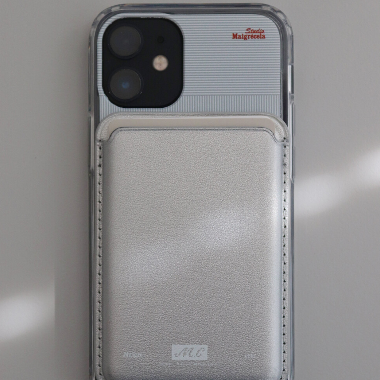 |Malgrecela| Magsafe Clear Case - Grey Stripe