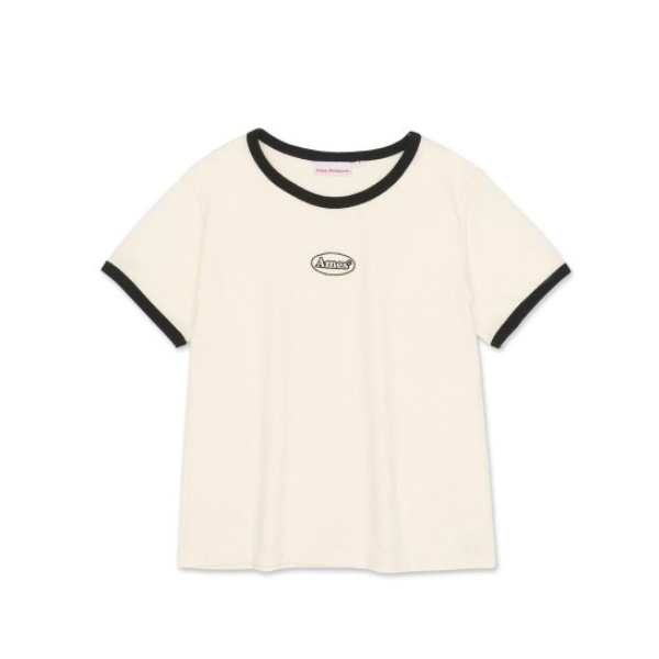 |Ames| SYMBOL LOGO EMBROIDERED CROP TEE CREAM