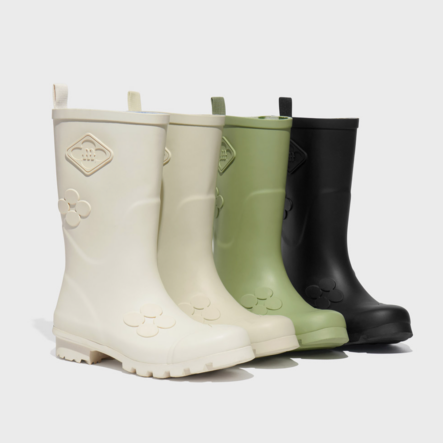 |Rockfish Weatherwear| |X MINJUKIM| FLORAL PATCH RAINBOOTS SHORT