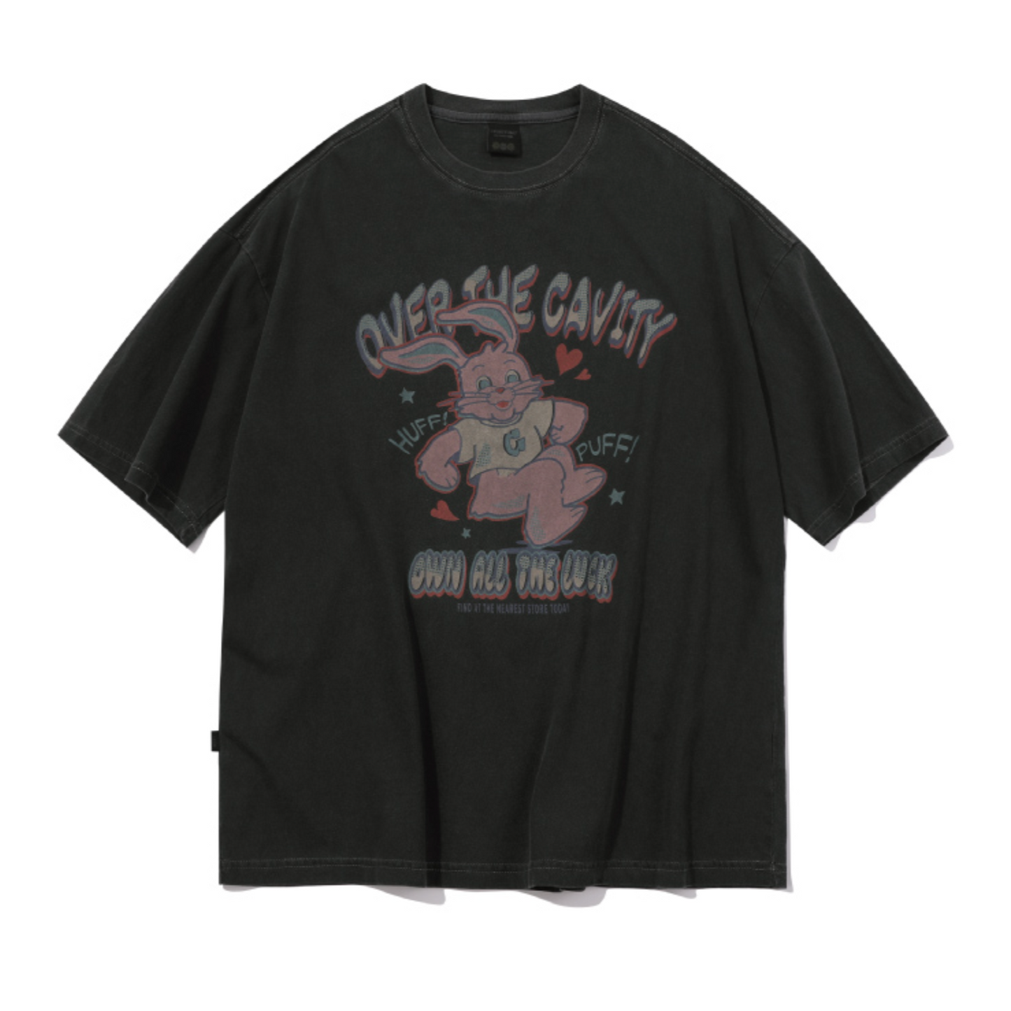 |CPGN STUDIO| HUFF Hoppi Pigment Short-Sleeved T-Shirt Smoke Black