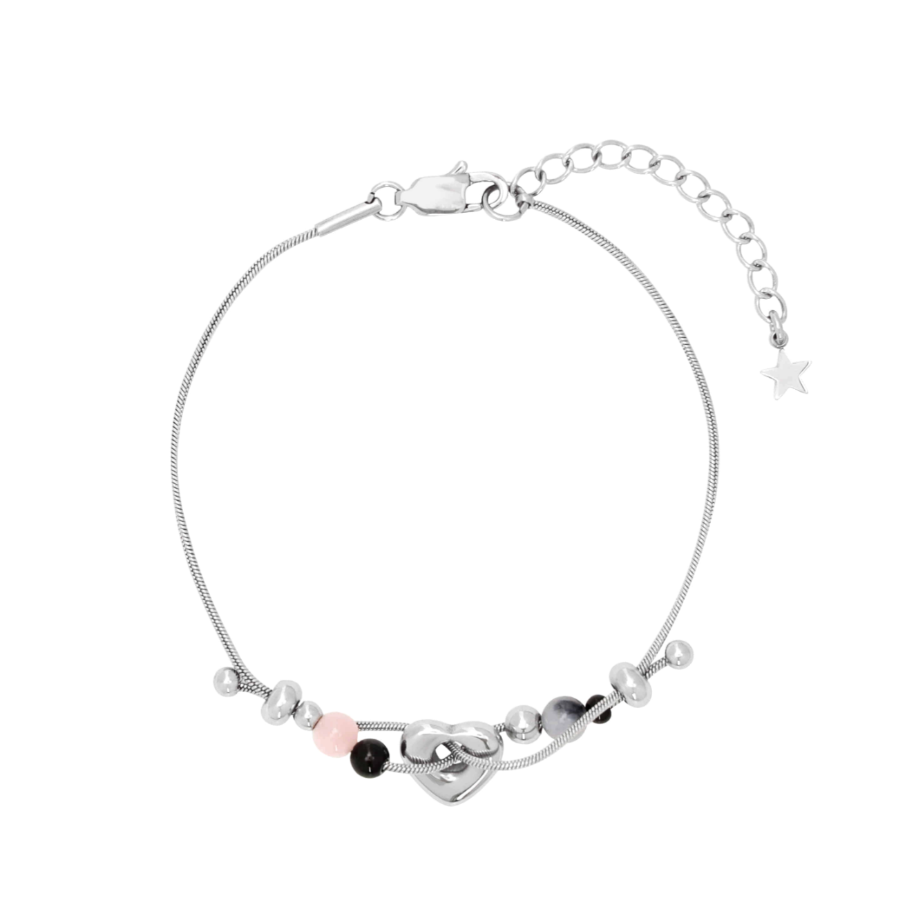 |STEELEDITION| Donut Heart Cross Gemstone Bracelet