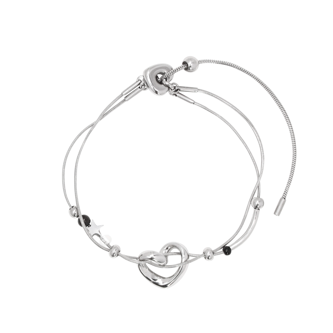 |STEELEDITION| Wave Heart Double Chain Bracelet