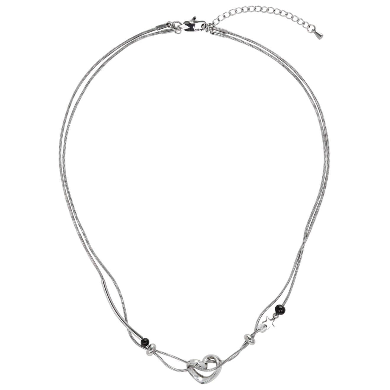 |STEELEDITION| Dual Wave Heart Star Necklace