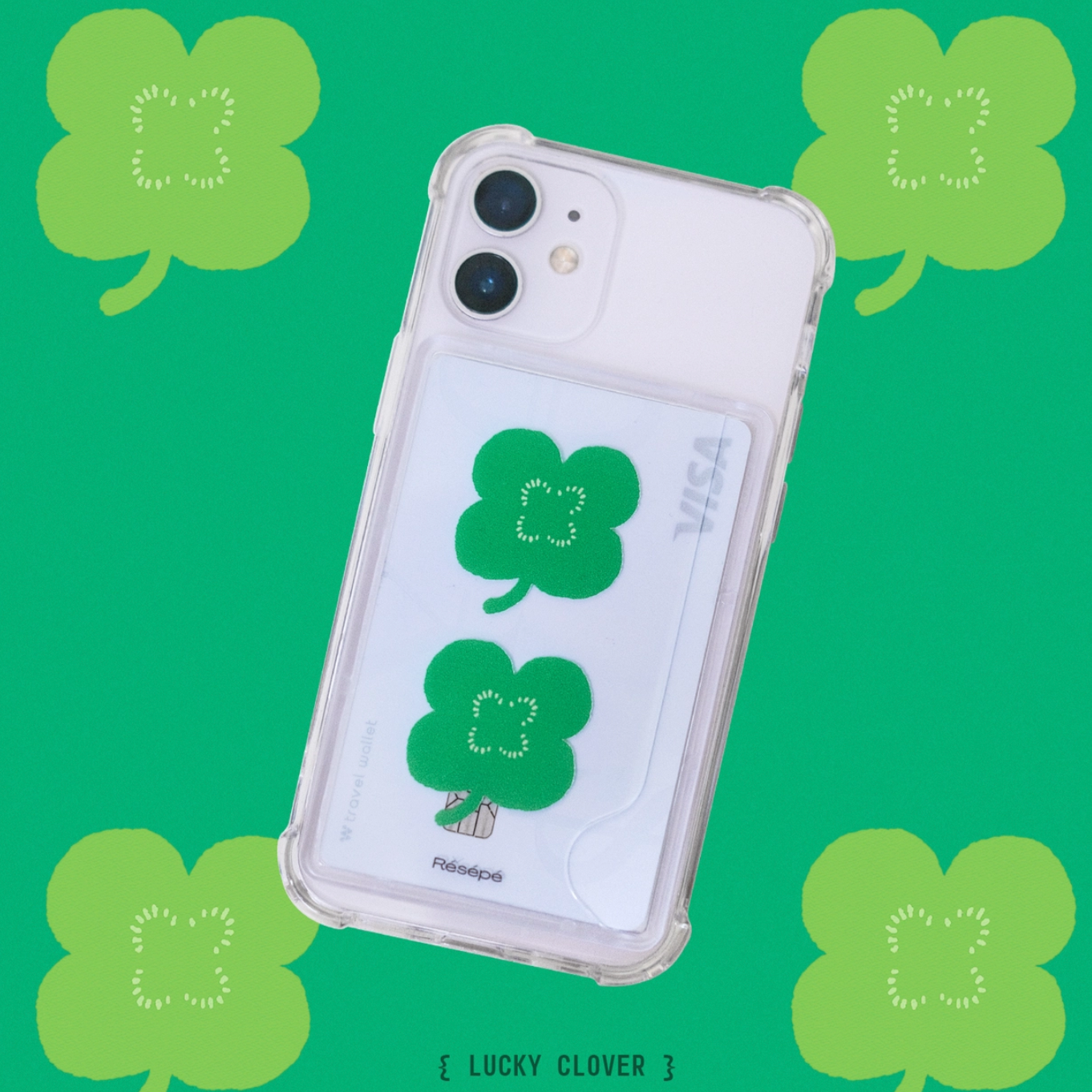 |RESEPE| Lucky Clover Card Pocket Phone Case