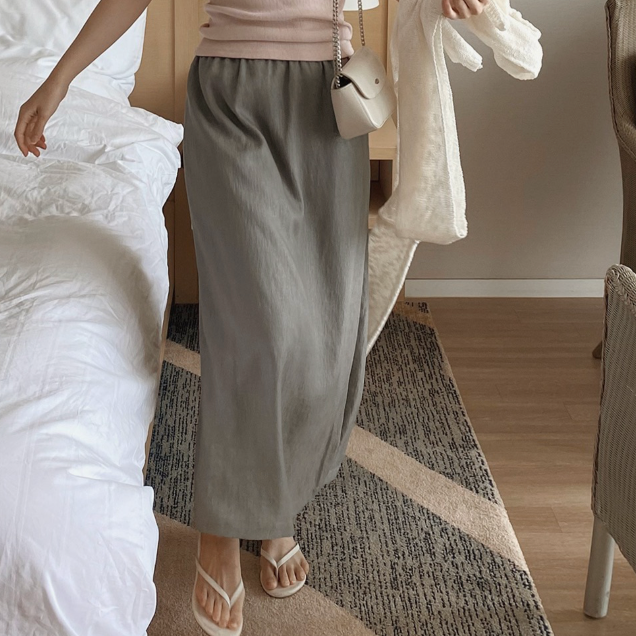 |SLOWAND| Sage Shining Banding Skirt